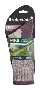 Bridgedale Women's Hike Lightweight Cotton Comfort Boot Length Socks (Plum)