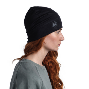 Buff Merino Lightweight Beanie Hat (Solid Black)