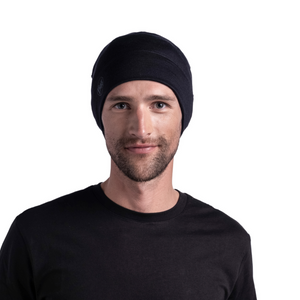 Buff Merino Lightweight Beanie Hat (Solid Black)