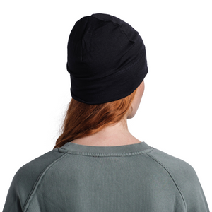 Buff Merino Lightweight Beanie Hat (Solid Black)