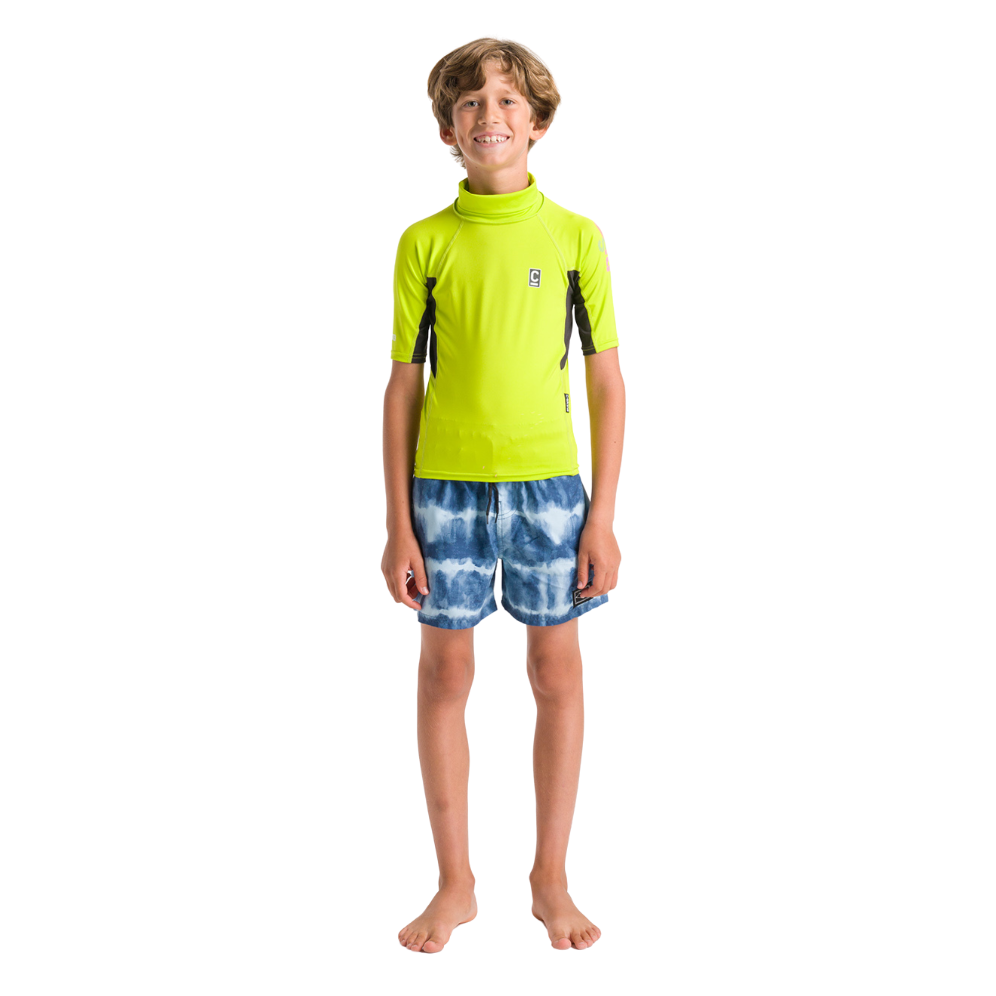 C-Skins Junior NuWave Rash X UPF50+ Short Sleeve Rash Vest (Lime/Anthracite/Multi)