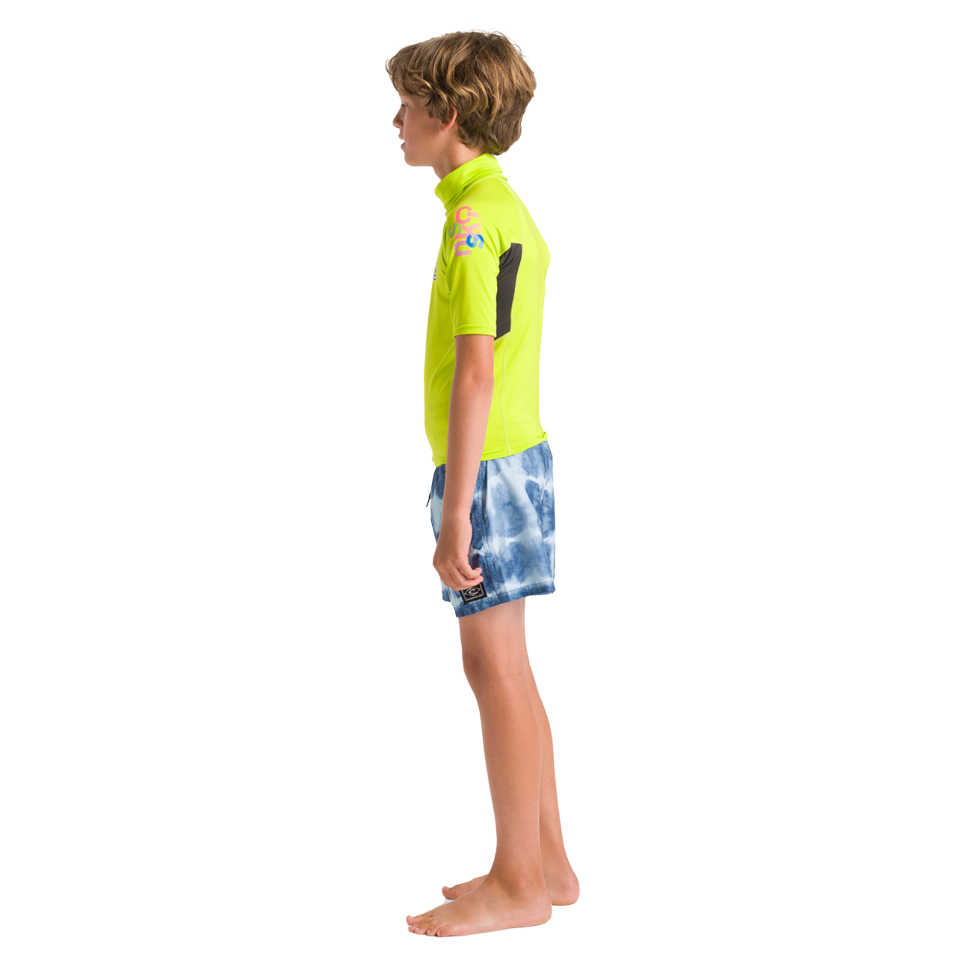 C-Skins Junior NuWave Rash X UPF50+ Short Sleeve Rash Vest (Lime/Anthracite/Multi)