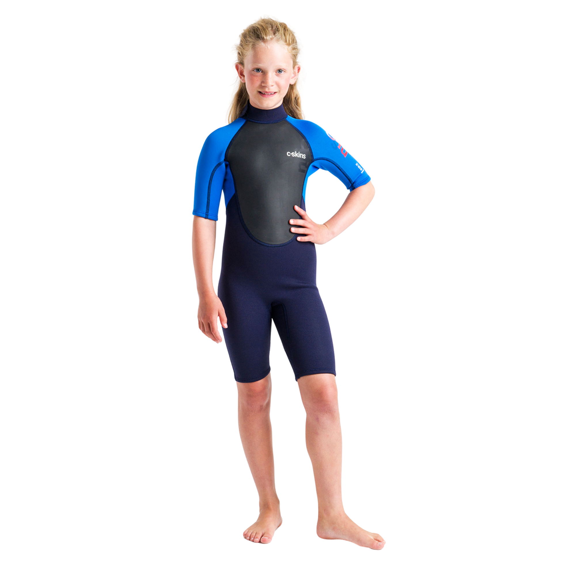 C-Skins Junior Element 3/2mm Flatlock Shorty Wetsuit (Cyan/Slate/Multi)