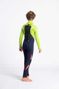 C-Skins Junior Legend 4/3 Steamer Wetsuit (Slate Navy/Lime/Fluorescent Red)