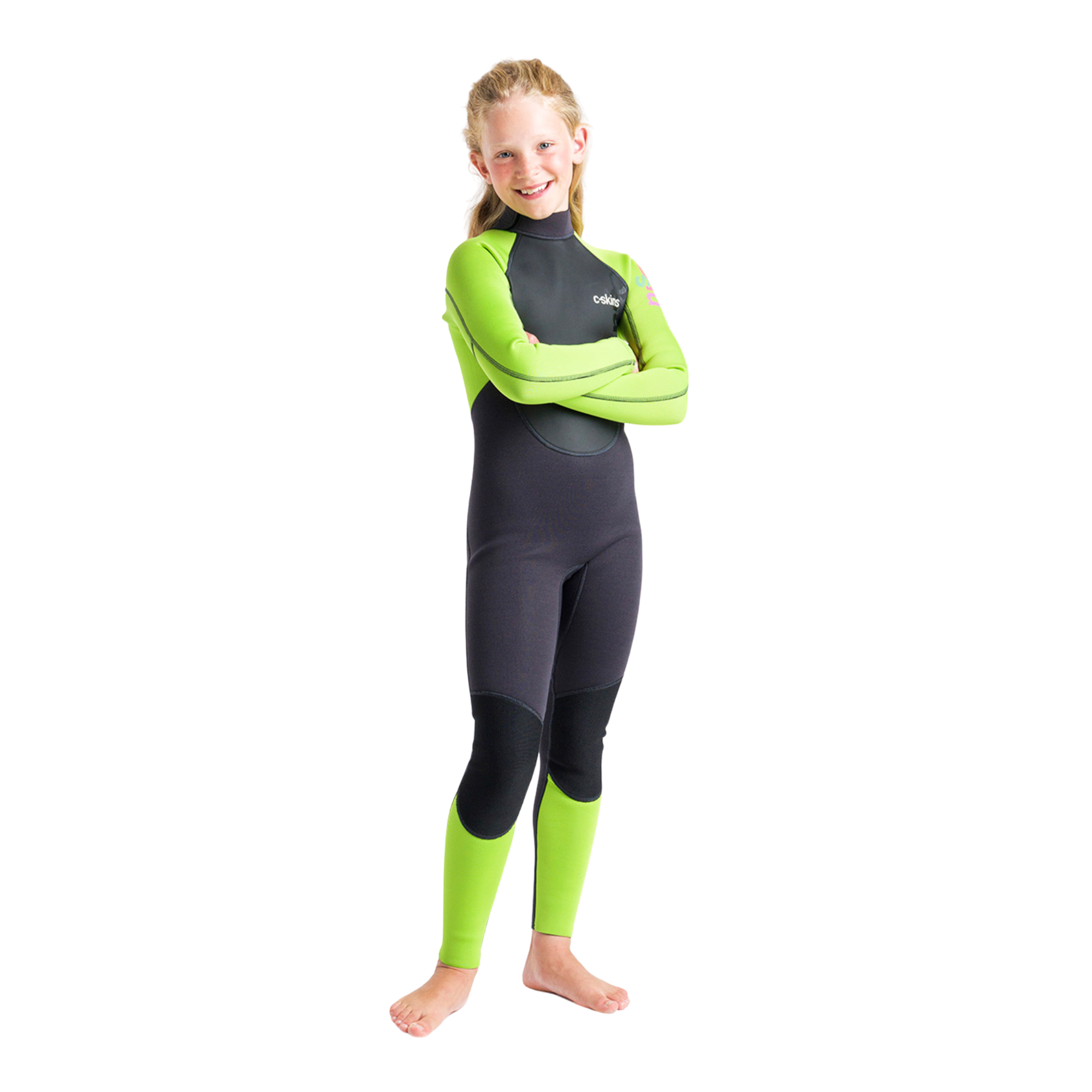 C-Skins Junior Element II 3/2mm Flatlock Steamer Wetsuit (Anthracite/Lime/Multi)