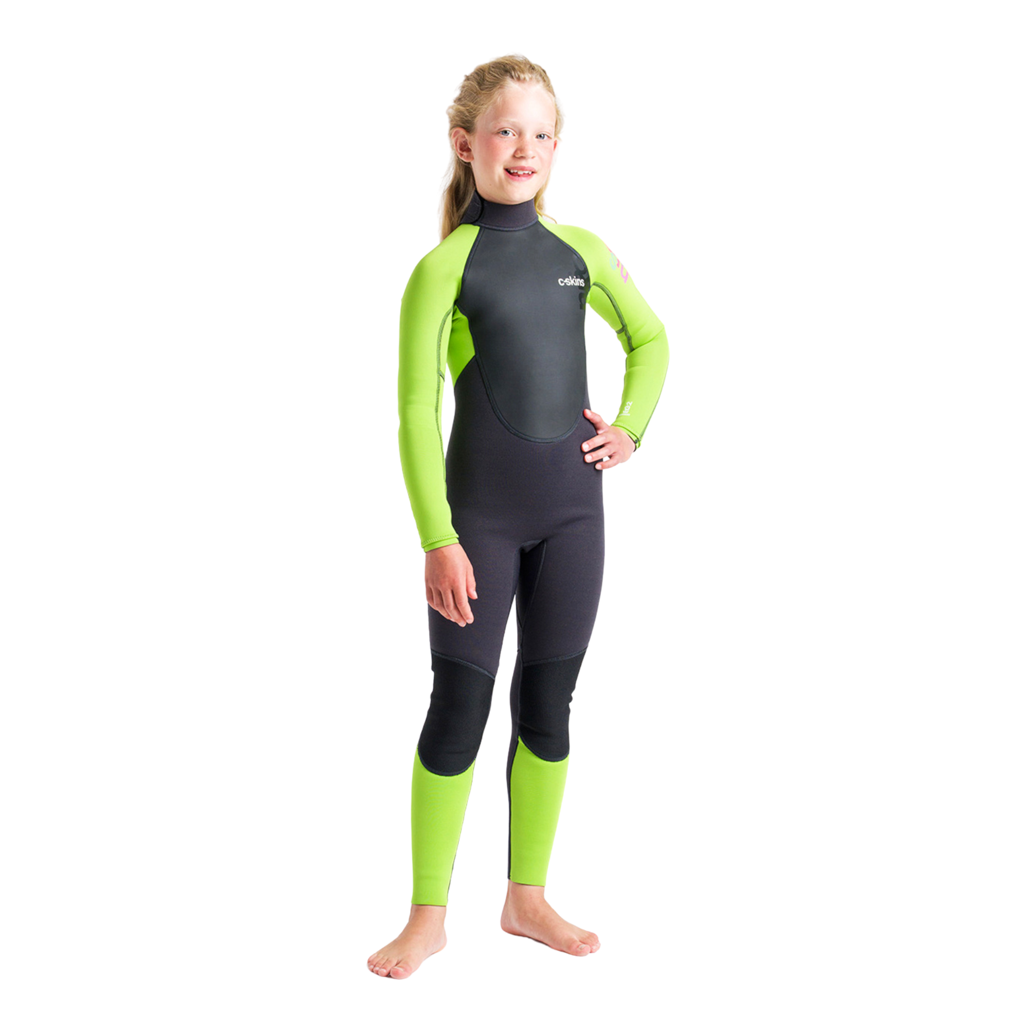 C-Skins Junior Element II 3/2mm Flatlock Steamer Wetsuit (Anthracite/Lime/Multi)