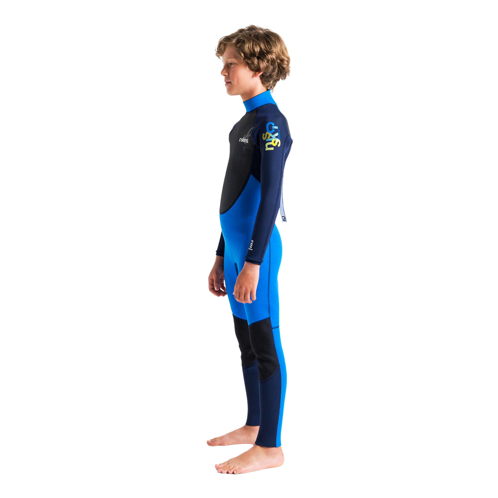 C-Skins Junior Element II 3/2mm Flatlock Steamer Wetsuit (Cyan/Slate/Multi)