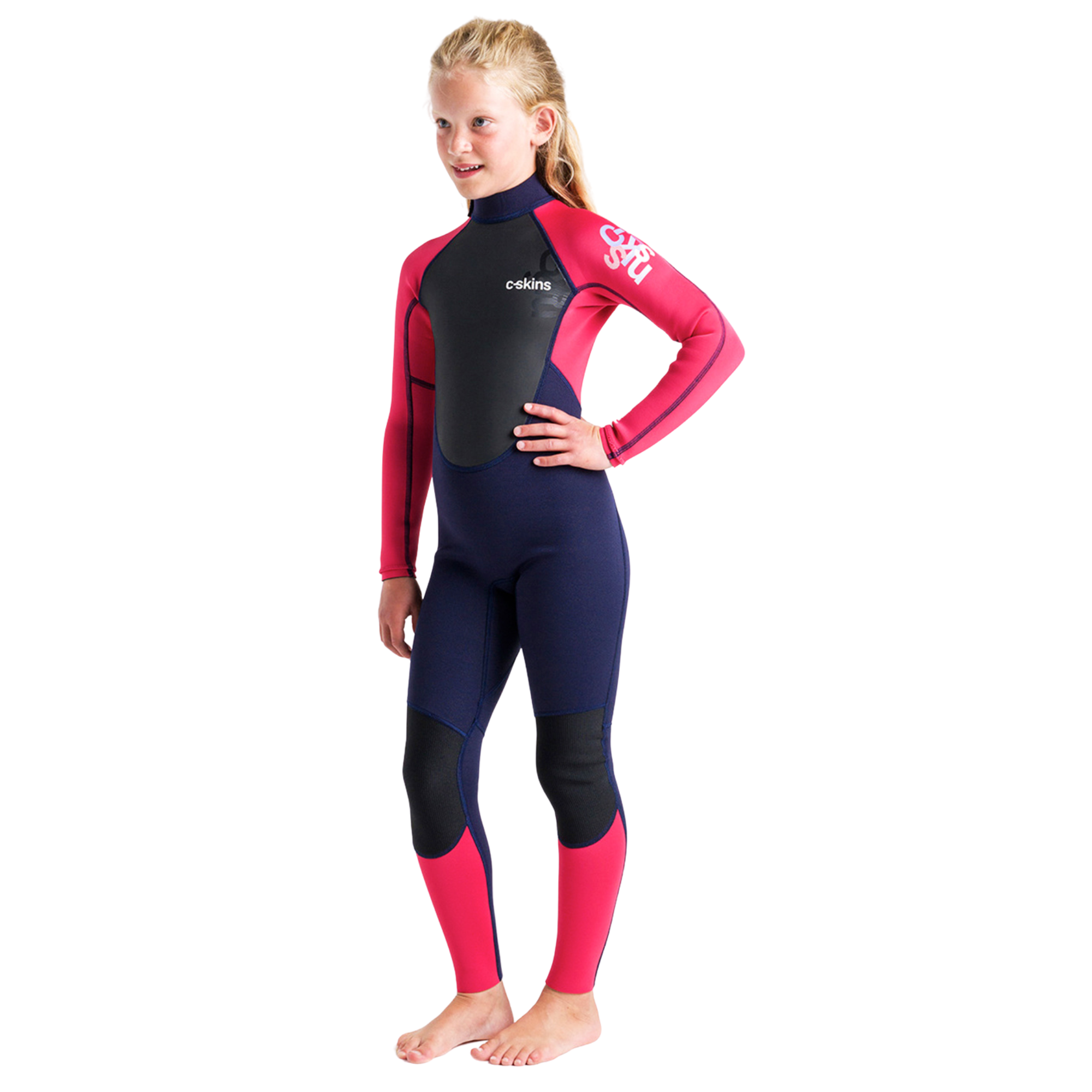 C-Skins Junior Element 3/2mm Flatlock Steamer Wetsuit (Slate/Coral/Multi)
