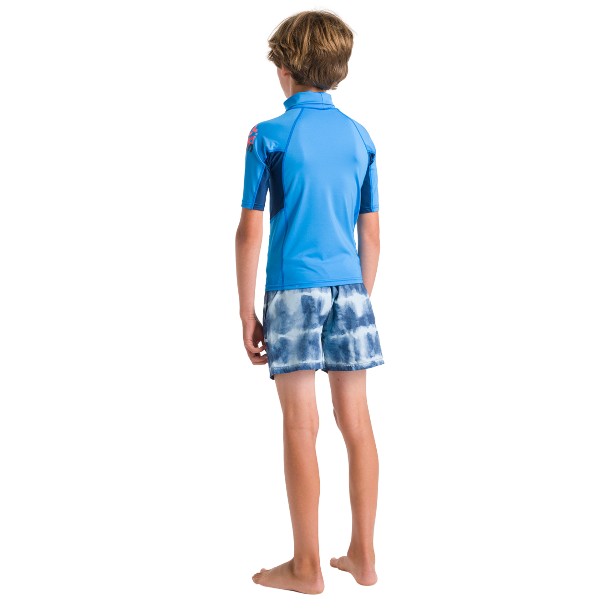 C-Skins Junior NuWave Rash X Short Sleeve Rash Vest (Cyan/Slate/Multi)
