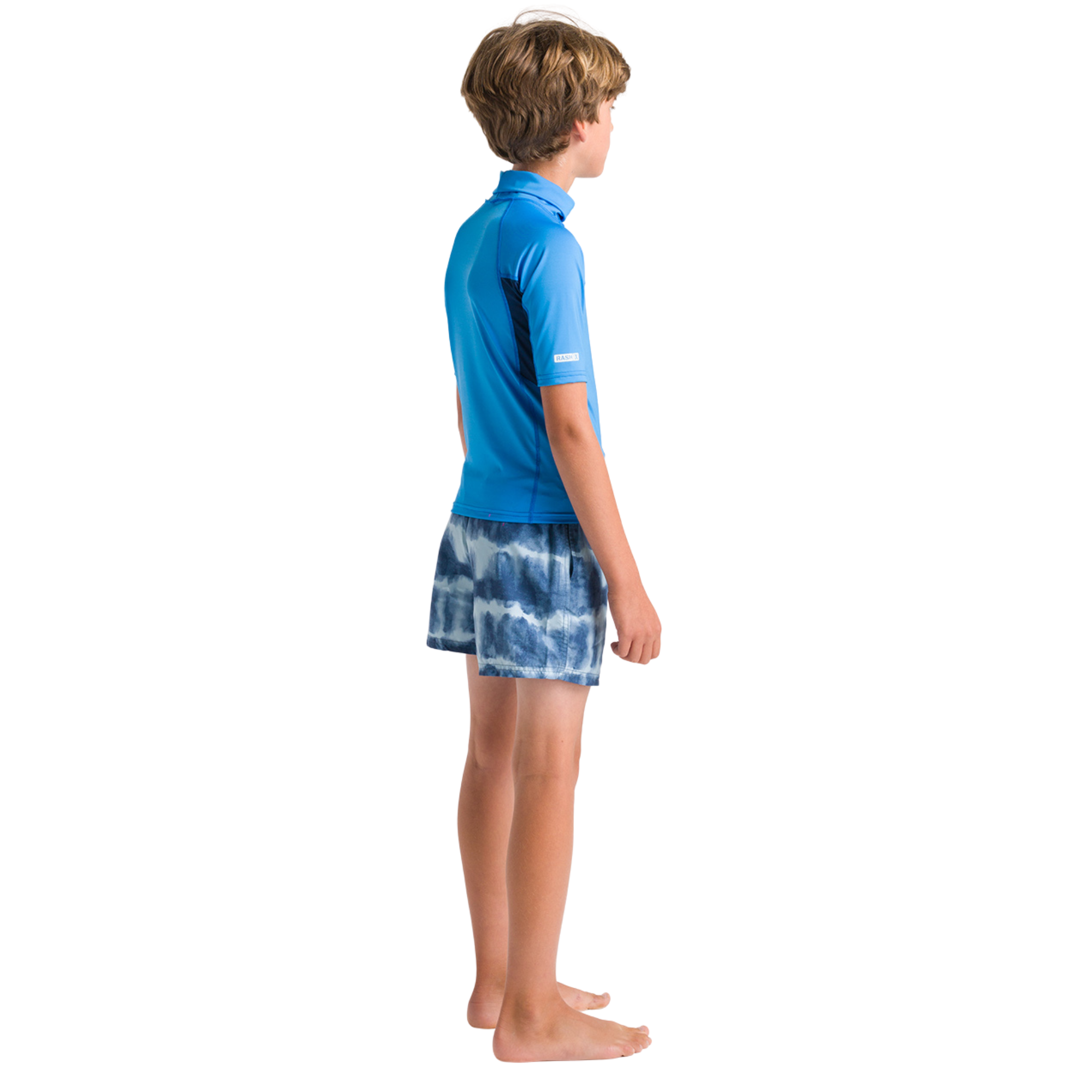 C-Skins Junior NuWave Rash X Short Sleeve Rash Vest (Cyan/Slate/Multi)