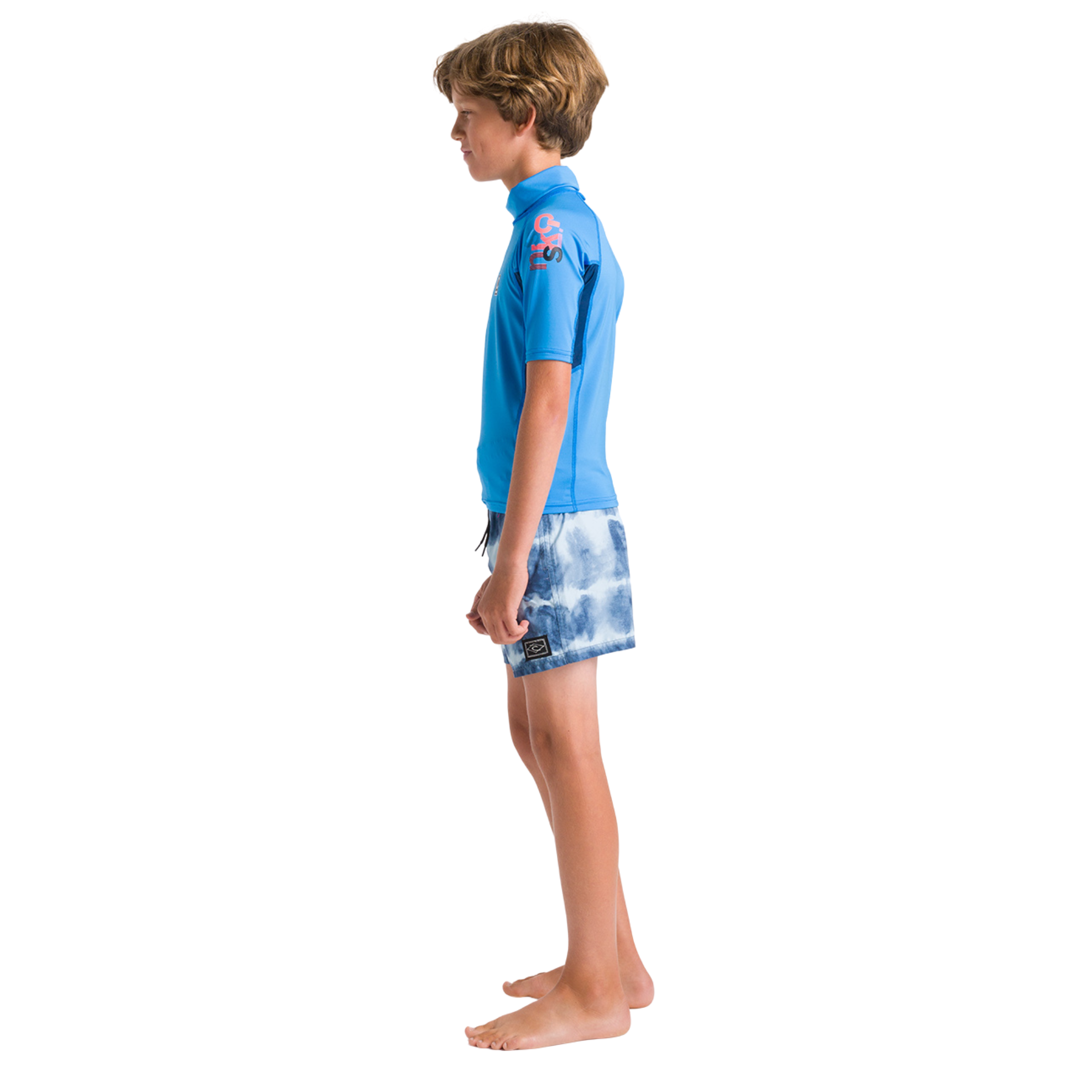 C-Skins Junior NuWave Rash X Short Sleeve Rash Vest (Cyan/Slate/Multi)