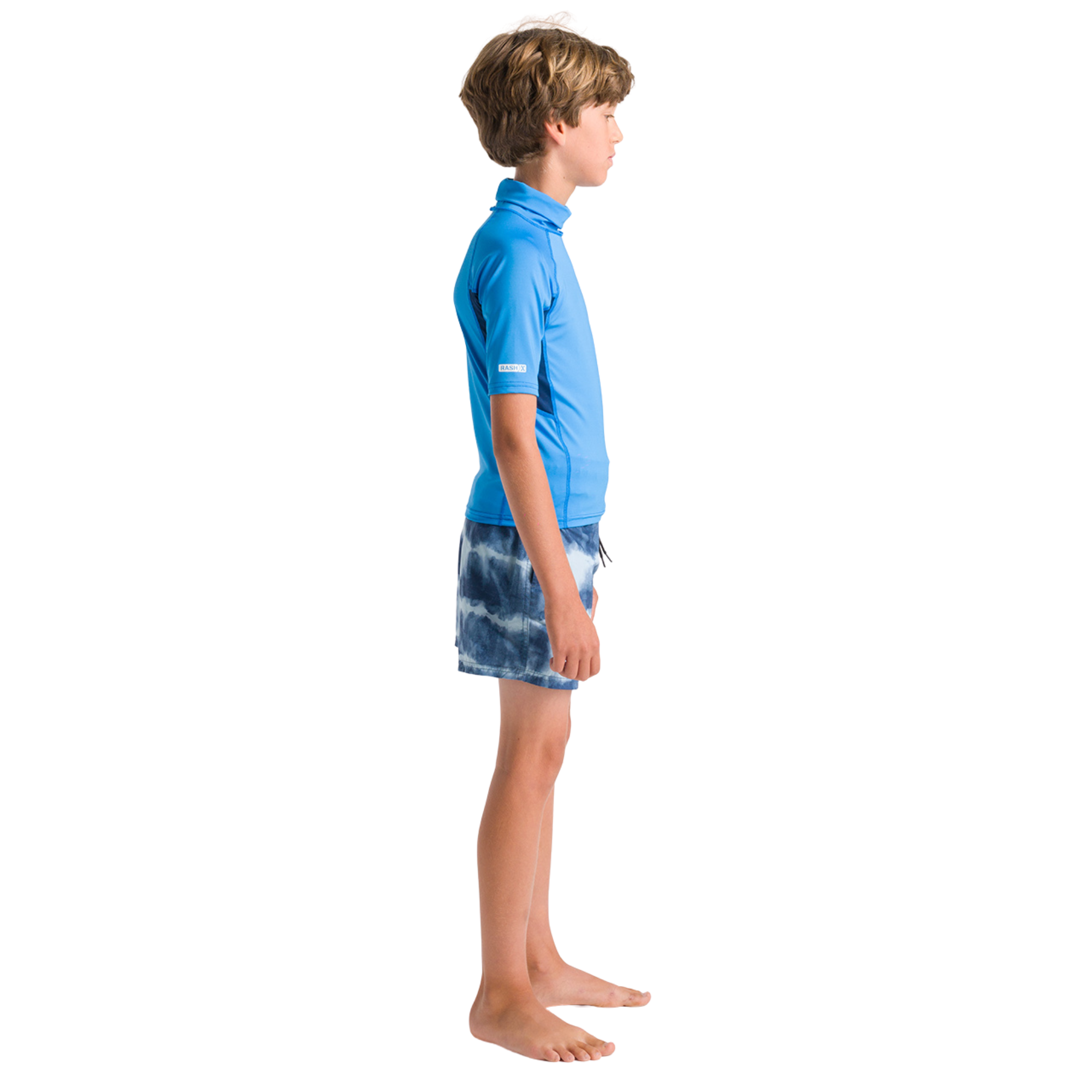 C-Skins Junior NuWave Rash X Short Sleeve Rash Vest (Cyan/Slate/Multi)