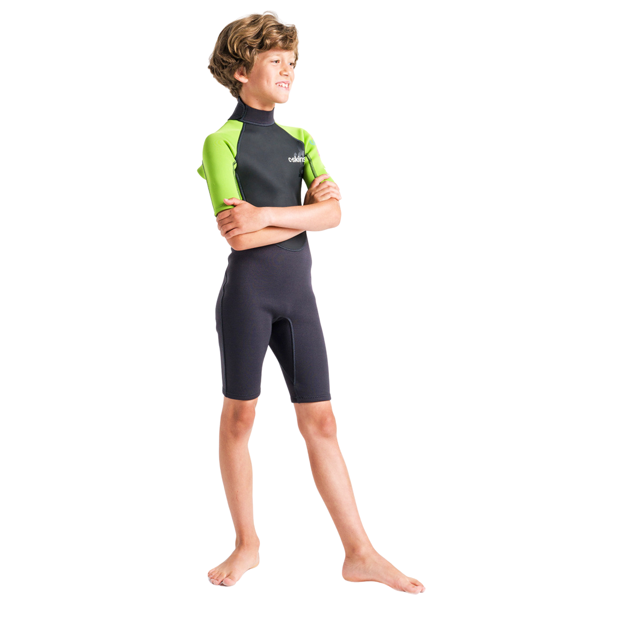 C-Skins Junior Element 3/2mm Flatlock Shorty Wetsuit (Anthracite/Lime/Multi)
