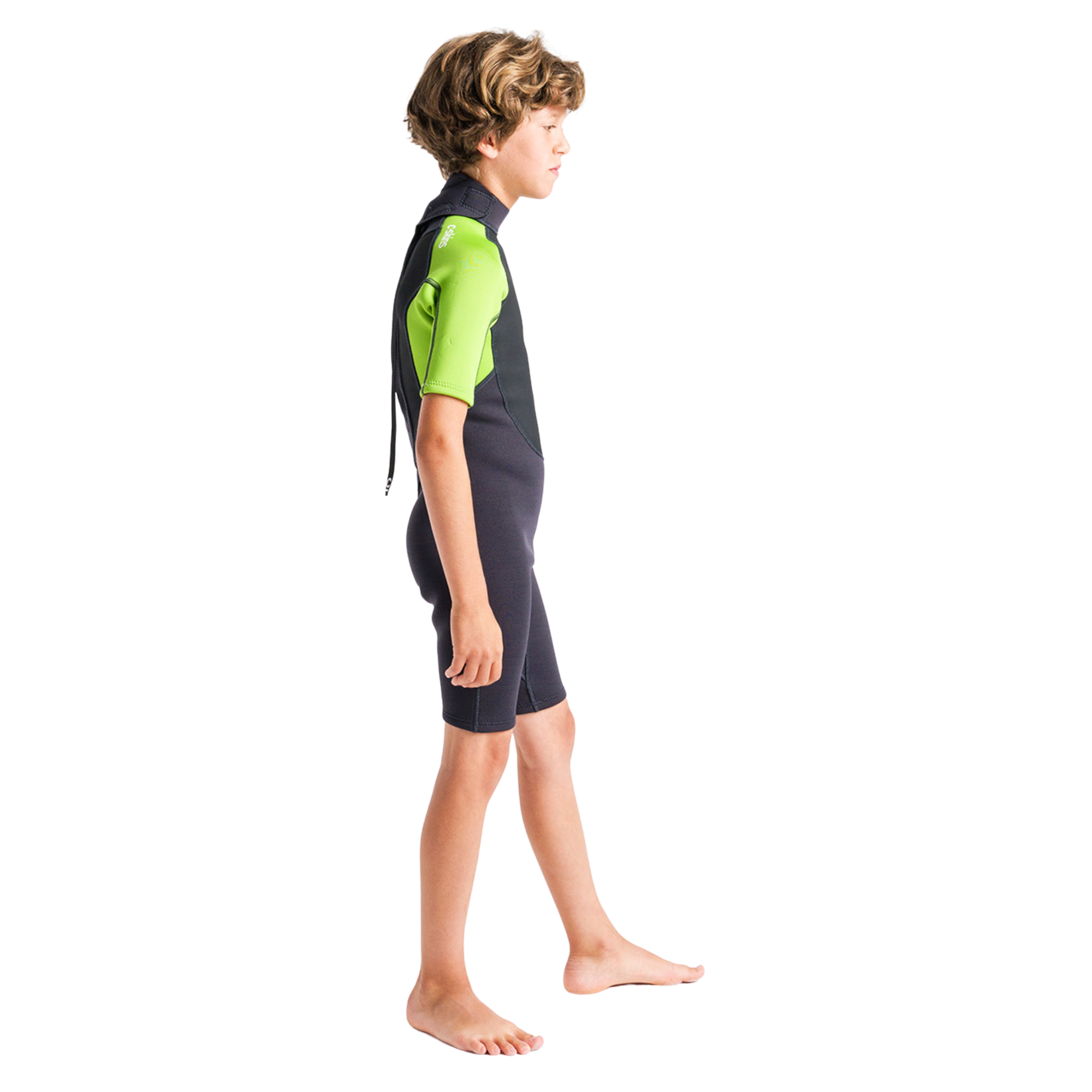 C-Skins Junior Element 3/2mm Flatlock Shorty Wetsuit (Anthracite/Lime/Multi)