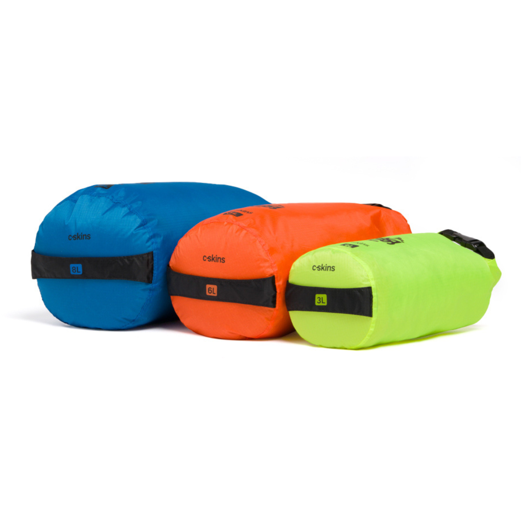 C-Skins Lite 3L/6L/8L Dry Bag Multi Pack (Hawaiian Blue/Flame Orange/Flash Green)