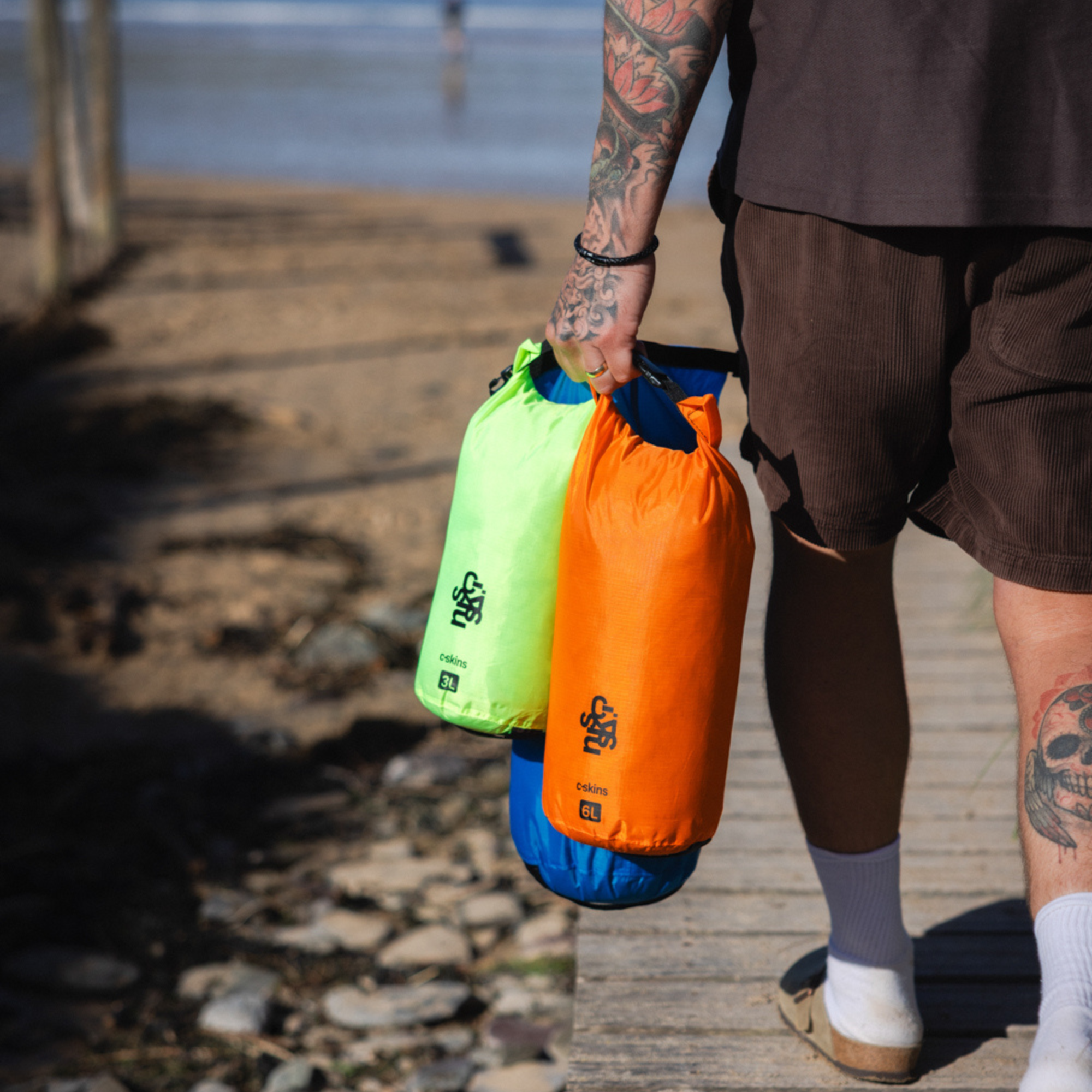C-Skins Lite 3L/6L/8L Dry Bag Multi Pack (Hawaiian Blue/Flame Orange/Flash Green)