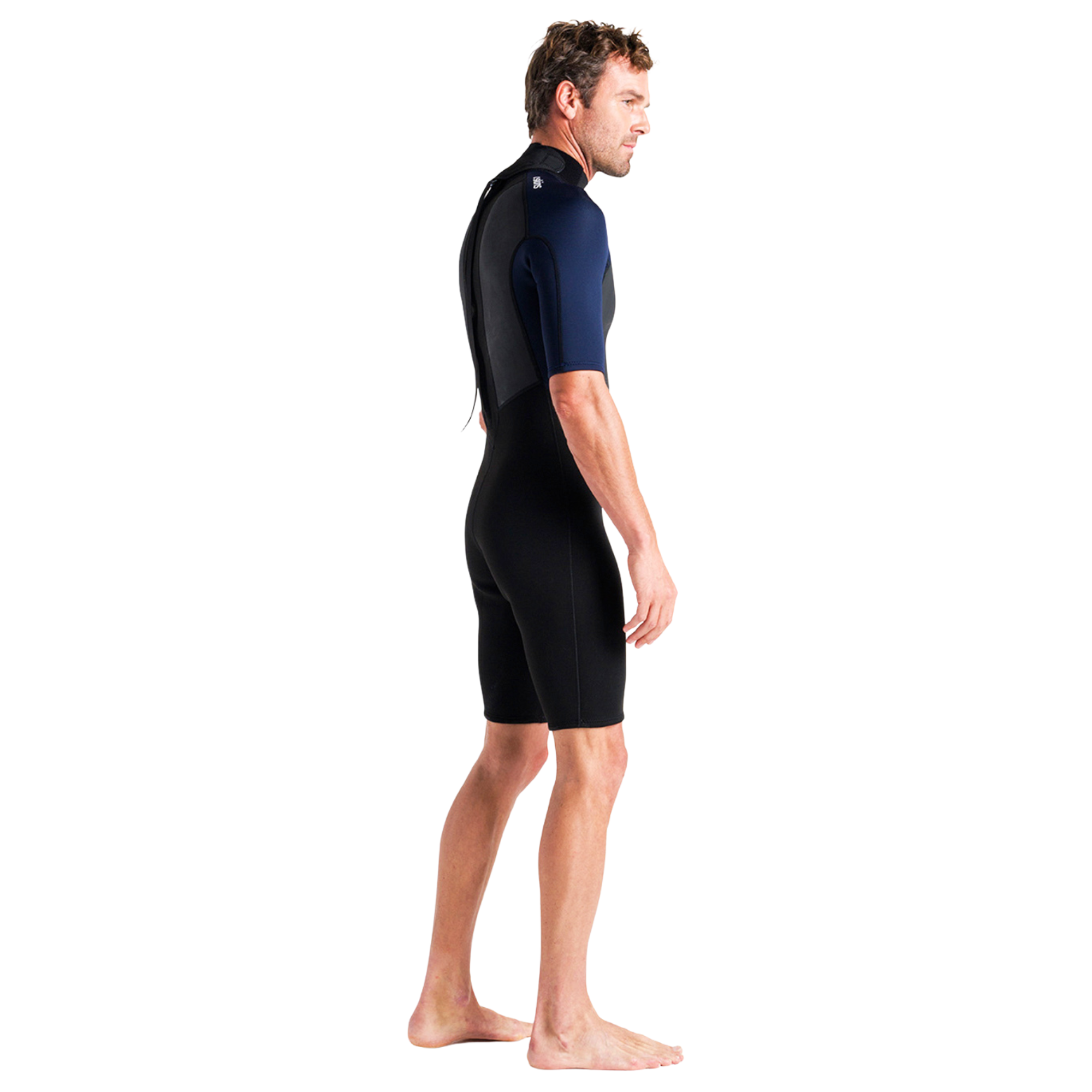 C-Skins Men's Element 3/2mm Flatlock Shorty Wetsuit (Black/Slate/Cyan)