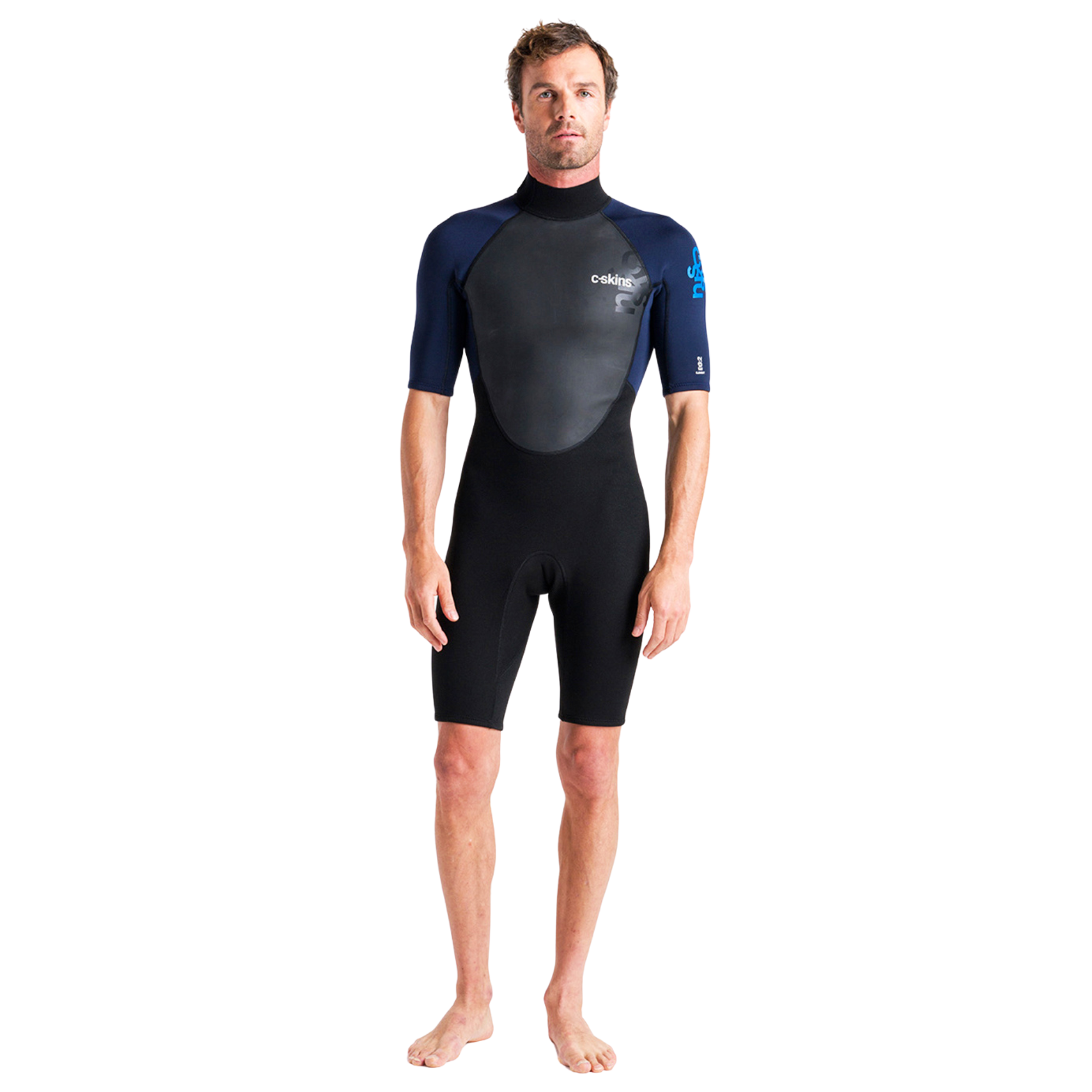 C-Skins Men's Element 3/2mm Flatlock Shorty Wetsuit (Black/Slate/Cyan)