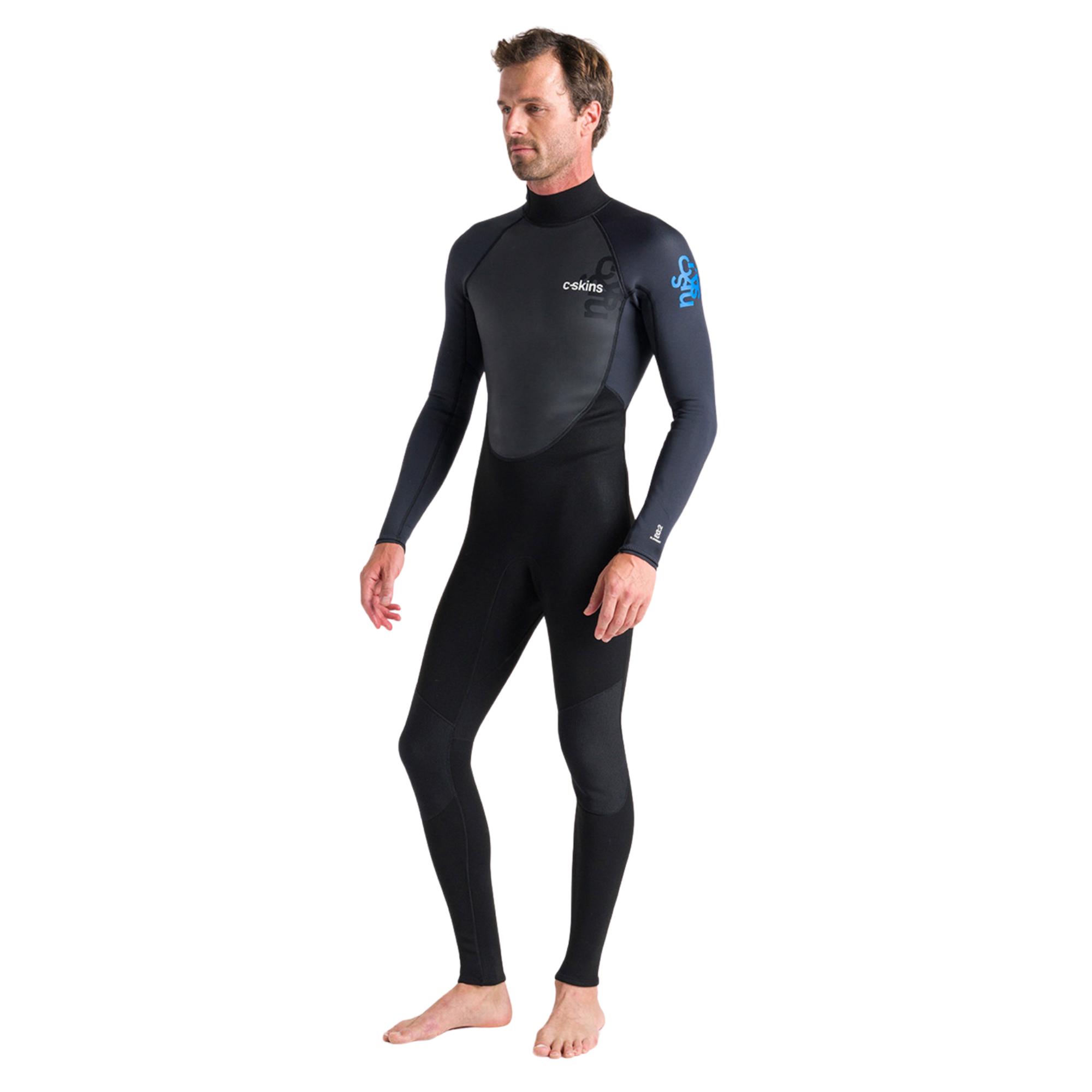 C-Skins Men's Element 3/2mm Flatlock Steamer Wetsuit (Black/Anthracite/Cyan)