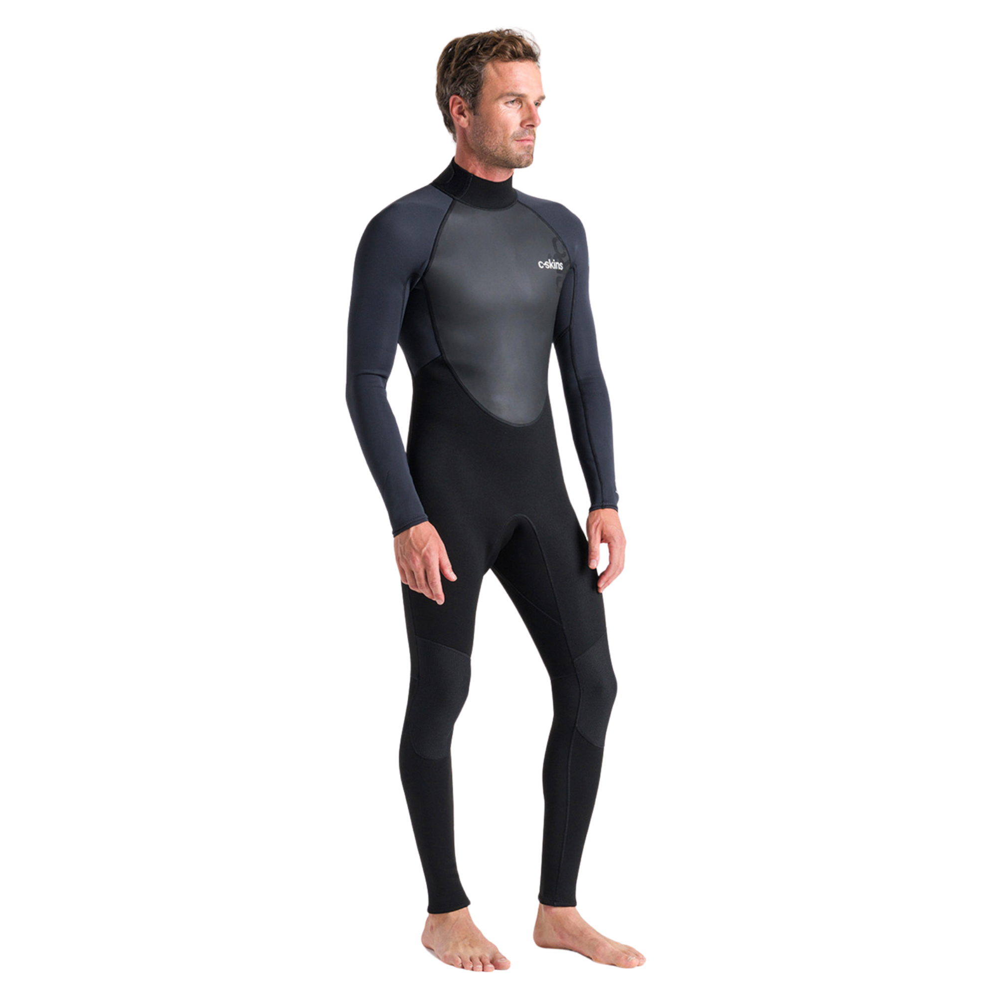 C-Skins Men's Element 3/2mm Flatlock Steamer Wetsuit (Black/Anthracite/Cyan)