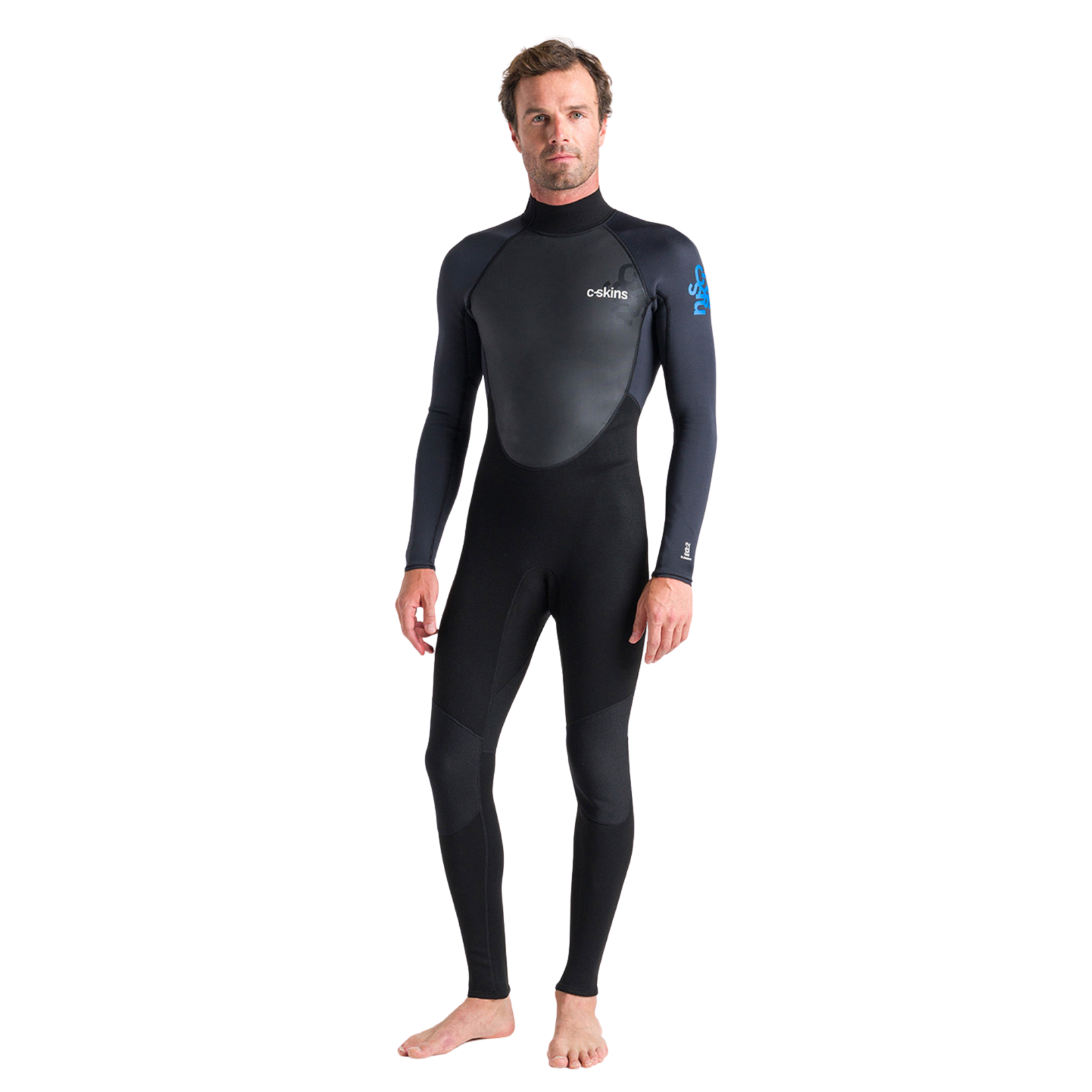 C-Skins Men's Element 3/2mm Flatlock Steamer Wetsuit (Black/Anthracite/Cyan)