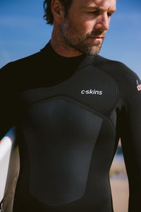 C-Skins Men's NuWave Legend 5/4/3mm Back Zip GBS Steamer (Black/Neon Flare)