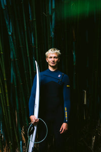 C-Skins Men's NuWave Session 4/3mm GBS Chest Zip Steamer (Black/Bluestone/Saffron)