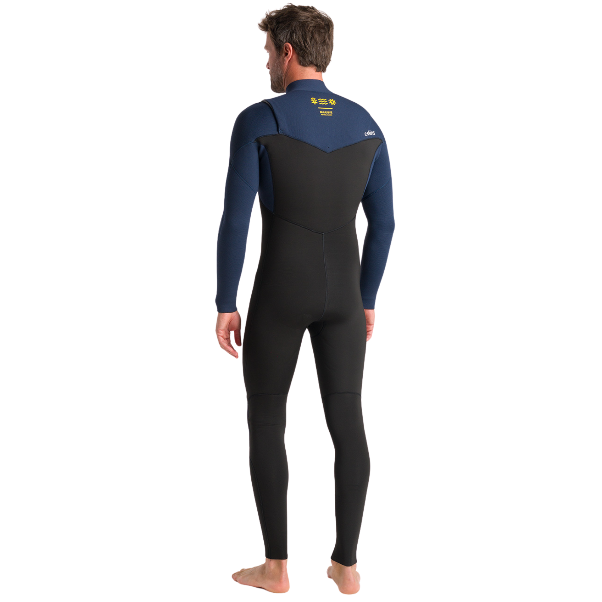 C-Skins Men's NuWave Session 4/3mm GBS Chest Zip Steamer (Black/Bluestone/Saffron)