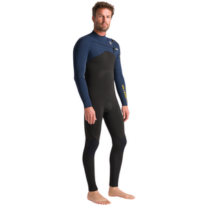 C-Skins Men's NuWave Session 4/3mm GBS Chest Zip Steamer (Black/Bluestone/Saffron)