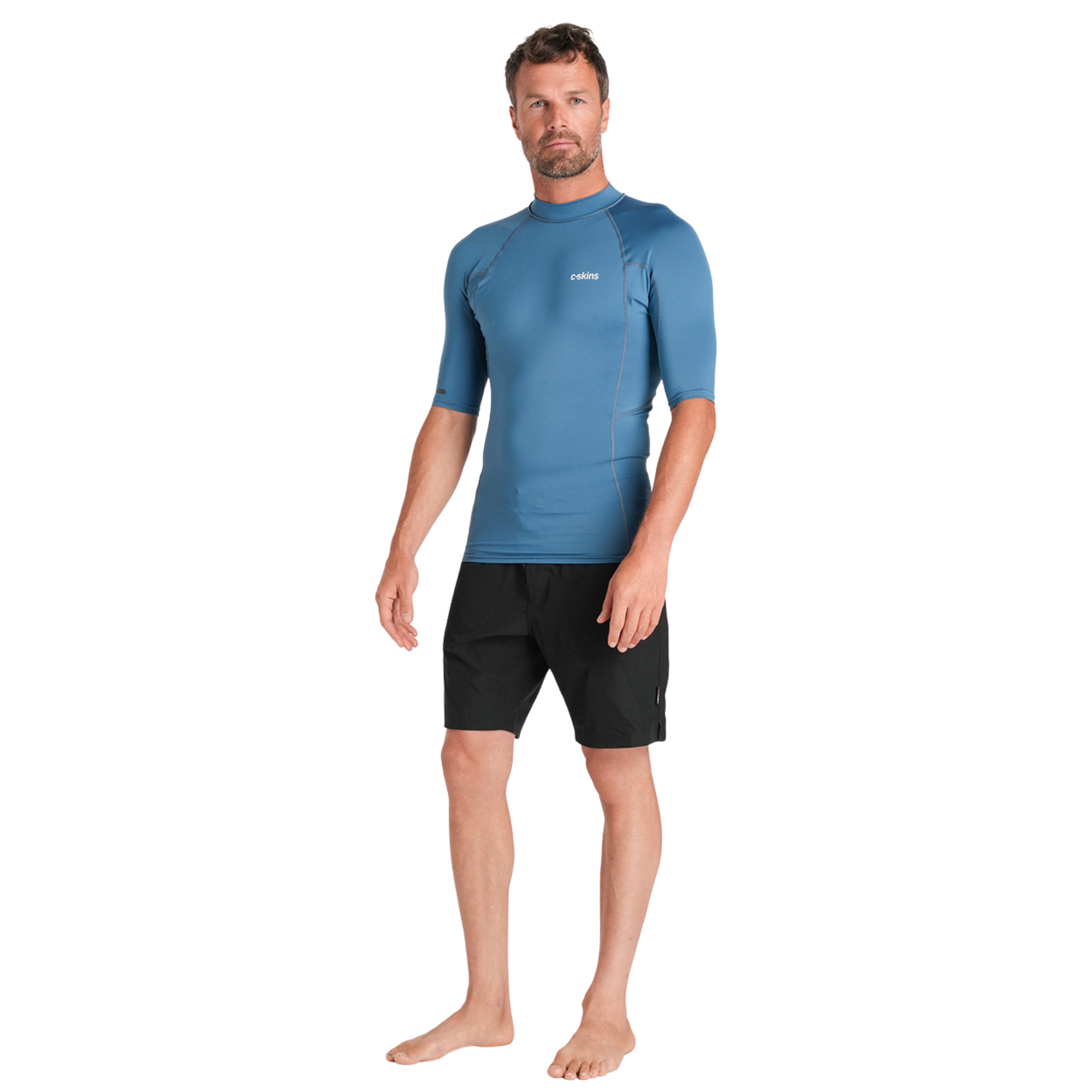 C-Skins Men's NuWave UV Basics UPF50 Short Sleeve Rash Vest (Steel Blue)