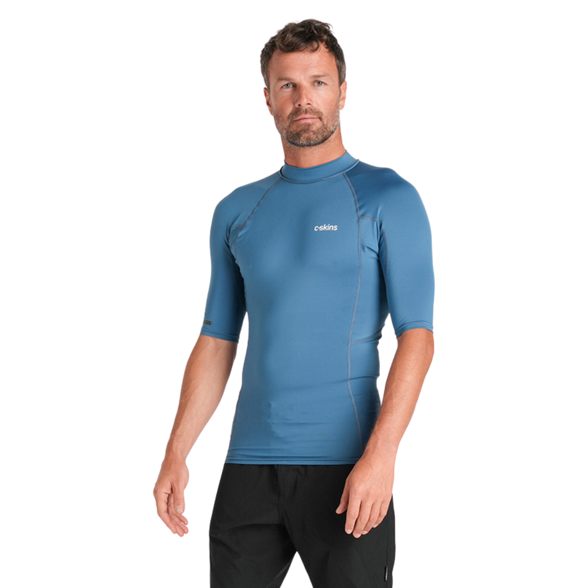 C-Skins Men's NuWave UV Basics UPF50 Short Sleeve Rash Vest (Steel Blue)