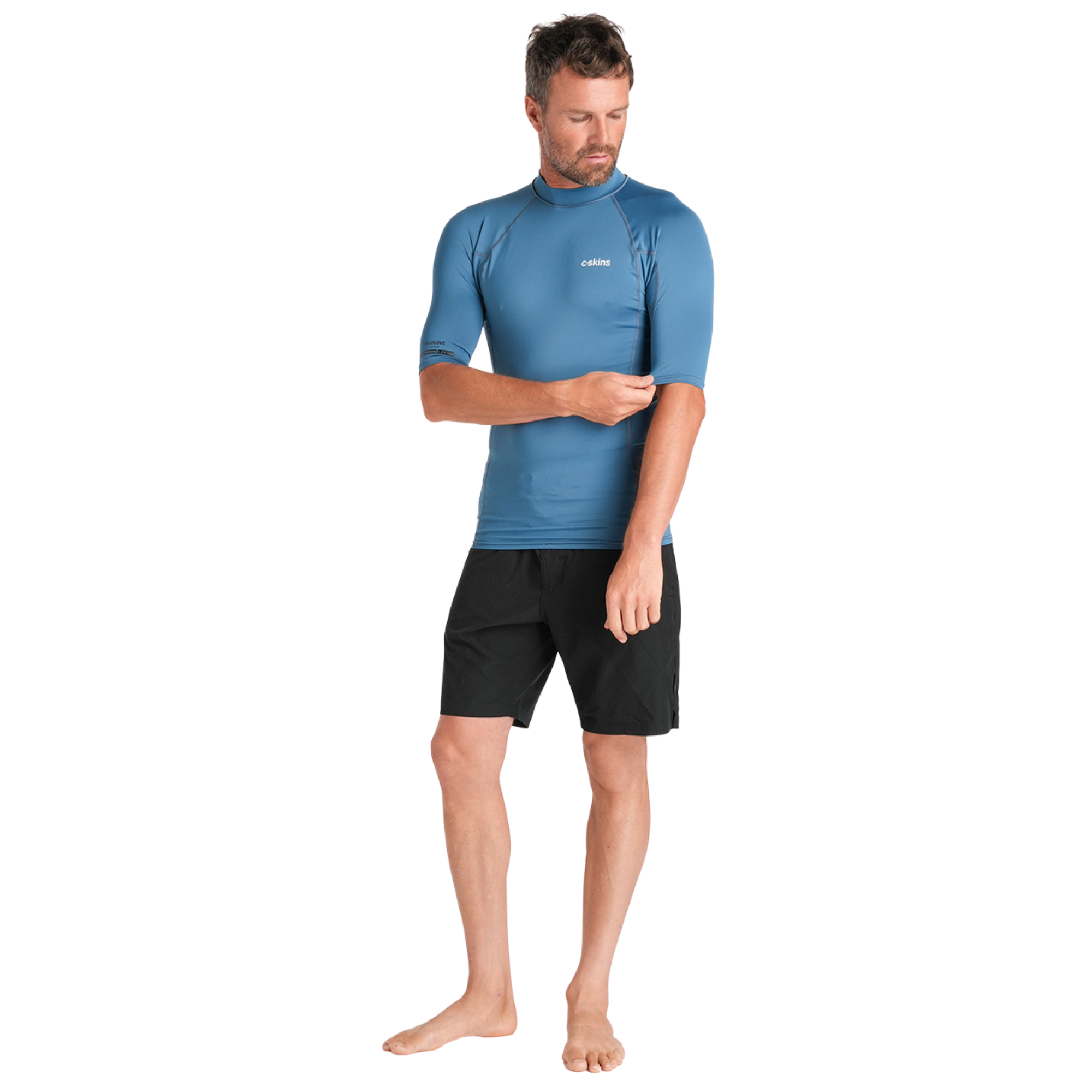 C-Skins Men's NuWave UV Basics UPF50 Short Sleeve Rash Vest (Steel Blue)