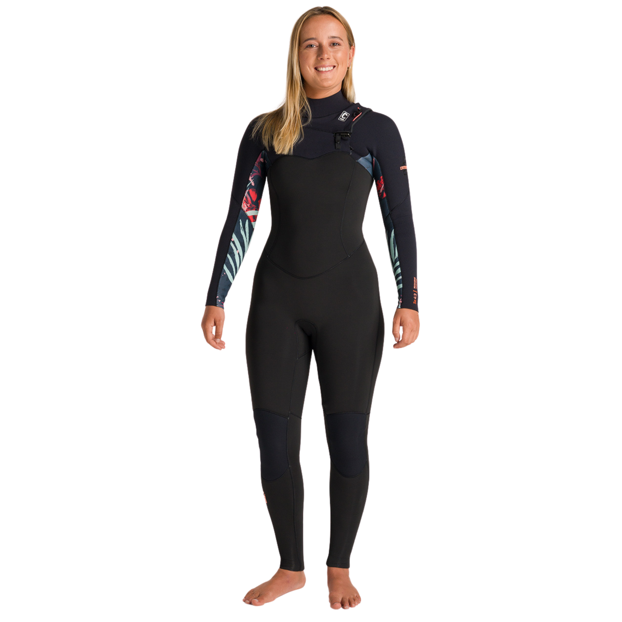 C-Skins Women's NuWave Solace 4/3mm GBS Chest Zip Steamer Wetsuit (Raven/Black)