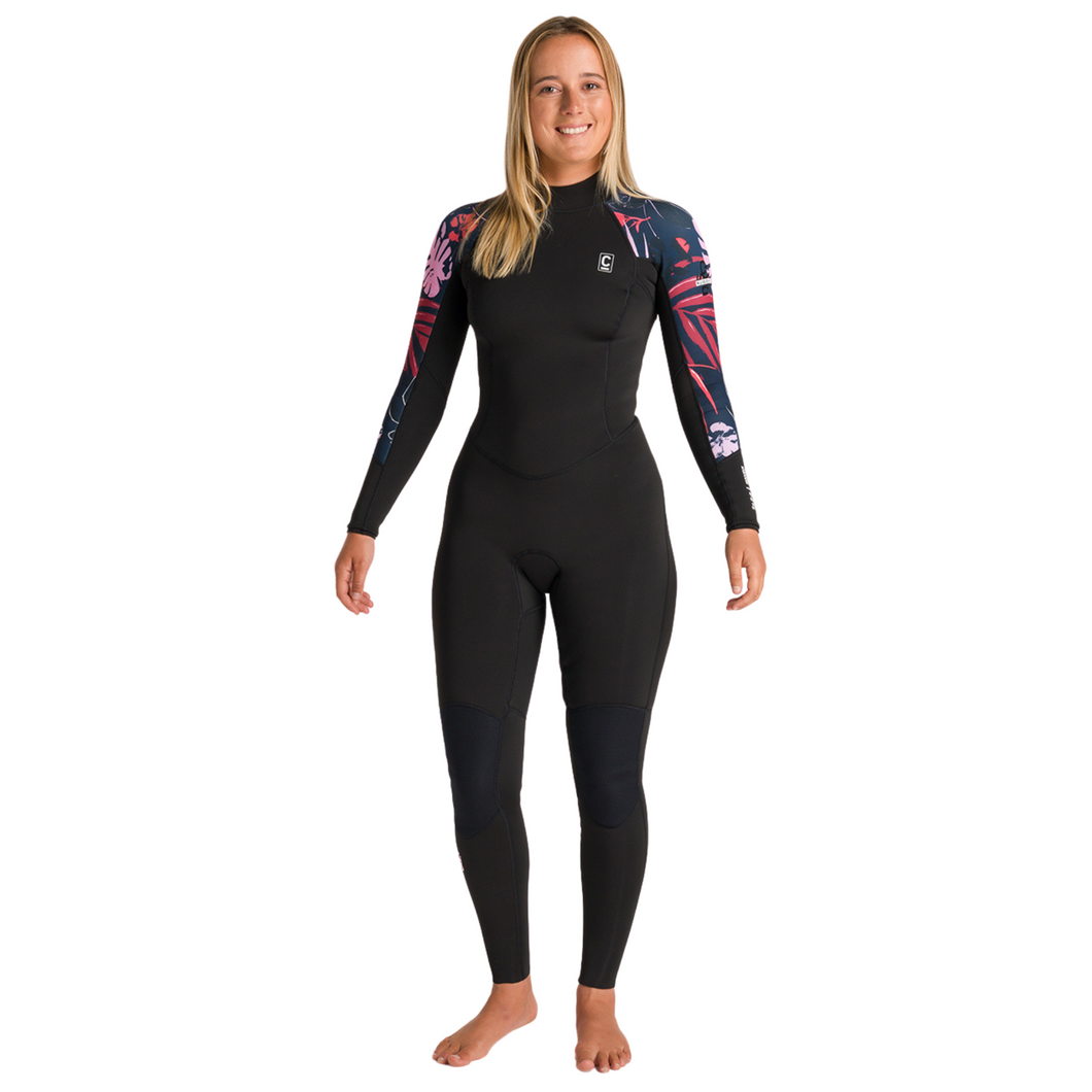 C-Skins Women's NuaWave Solace Lite 3/2mm Flatlock Steamer Wetsuit (Black/Tropical)