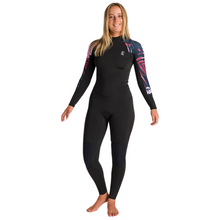Load image into Gallery viewer, C-Skins Women&#39;s NuaWave Solace Lite 3/2mm Flatlock Steamer Wetsuit (Black/Tropical)
