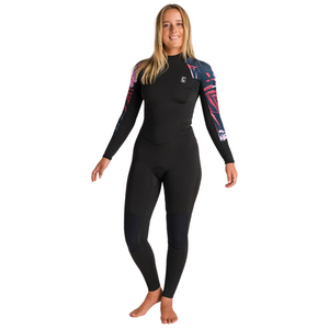 C-Skins Women's NuaWave Solace Lite 3/2mm Flatlock Steamer Wetsuit (Black/Tropical)