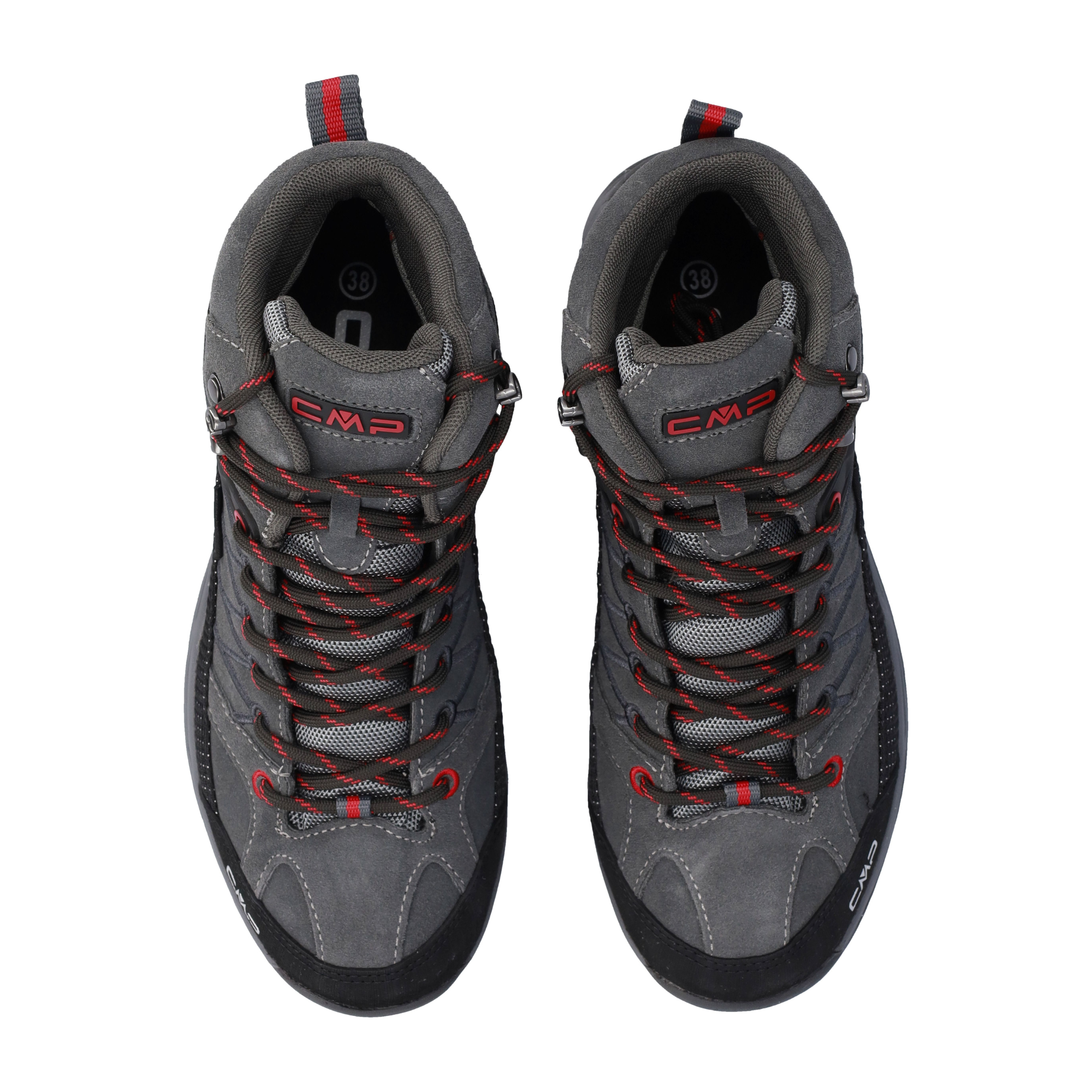 CMP Junior Rigel Trekking Waterproof Mid Trail Boots (Grey/Ferrari)(Sizes EU38-41)