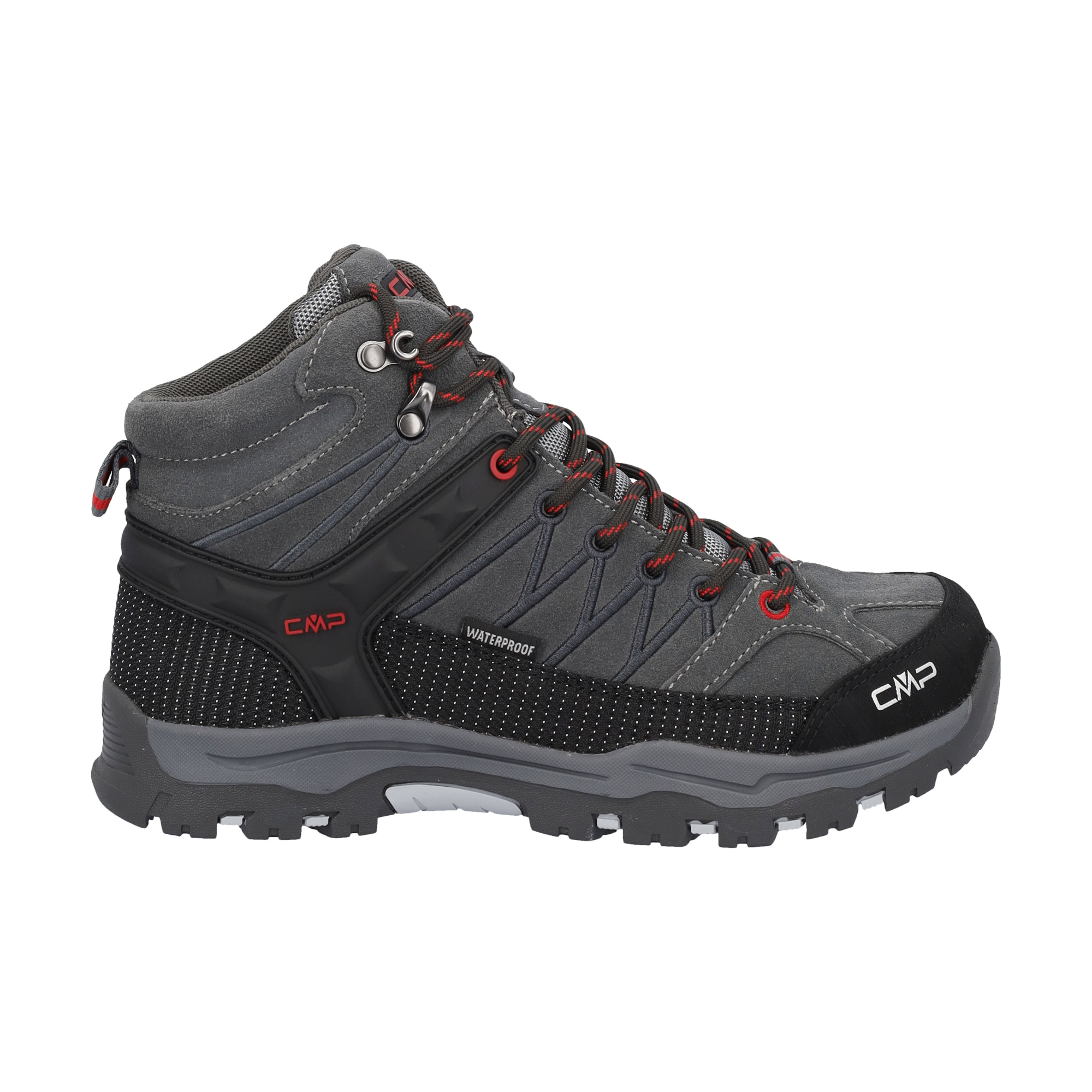 CMP Junior Rigel Trekking Waterproof Mid Trail Boots (Grey/Ferrari)(Sizes EU38-41)