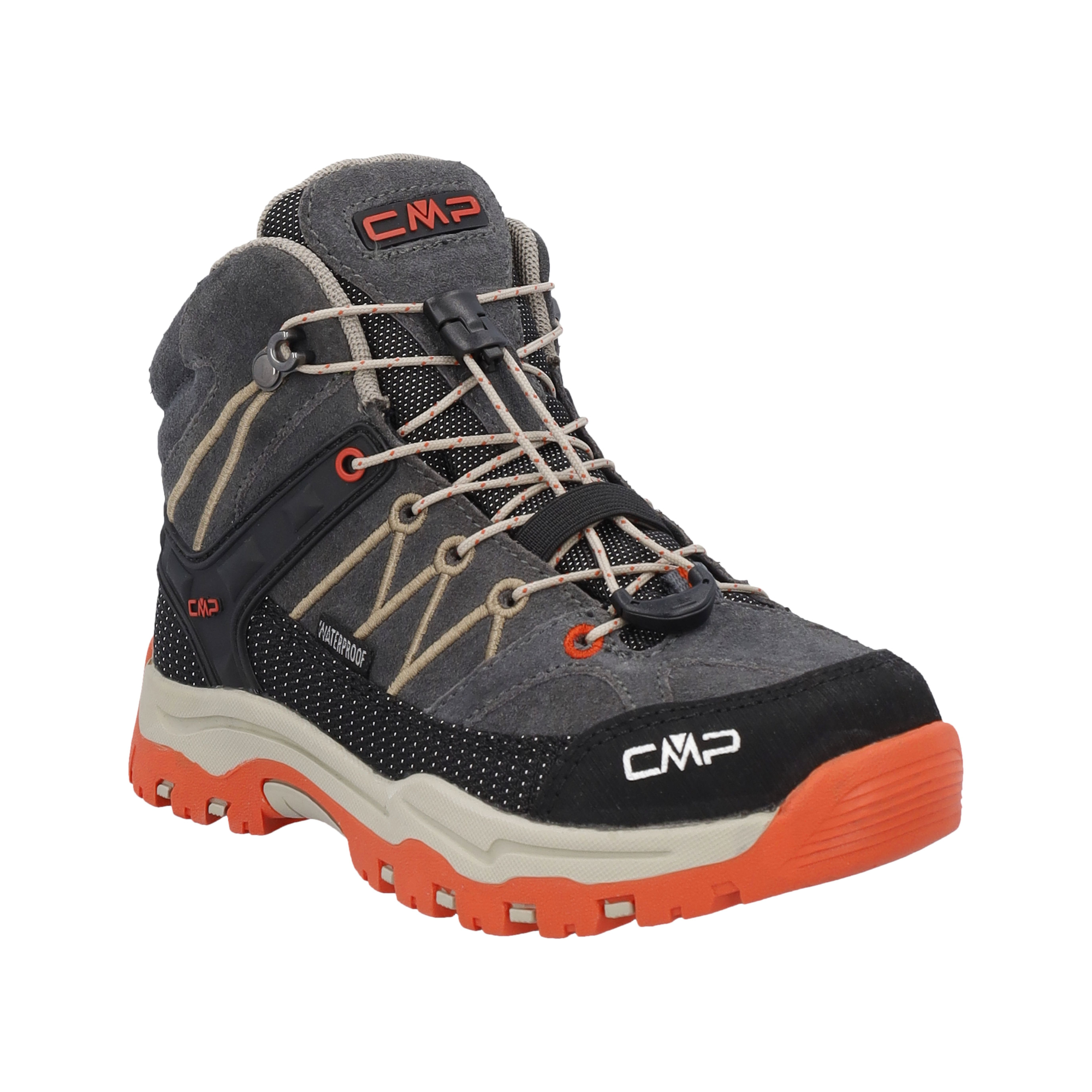 CMP Kids Rigel Trekking Waterproof Mid Trail Boots (Grey/Orange)(Sizes EU28-37)