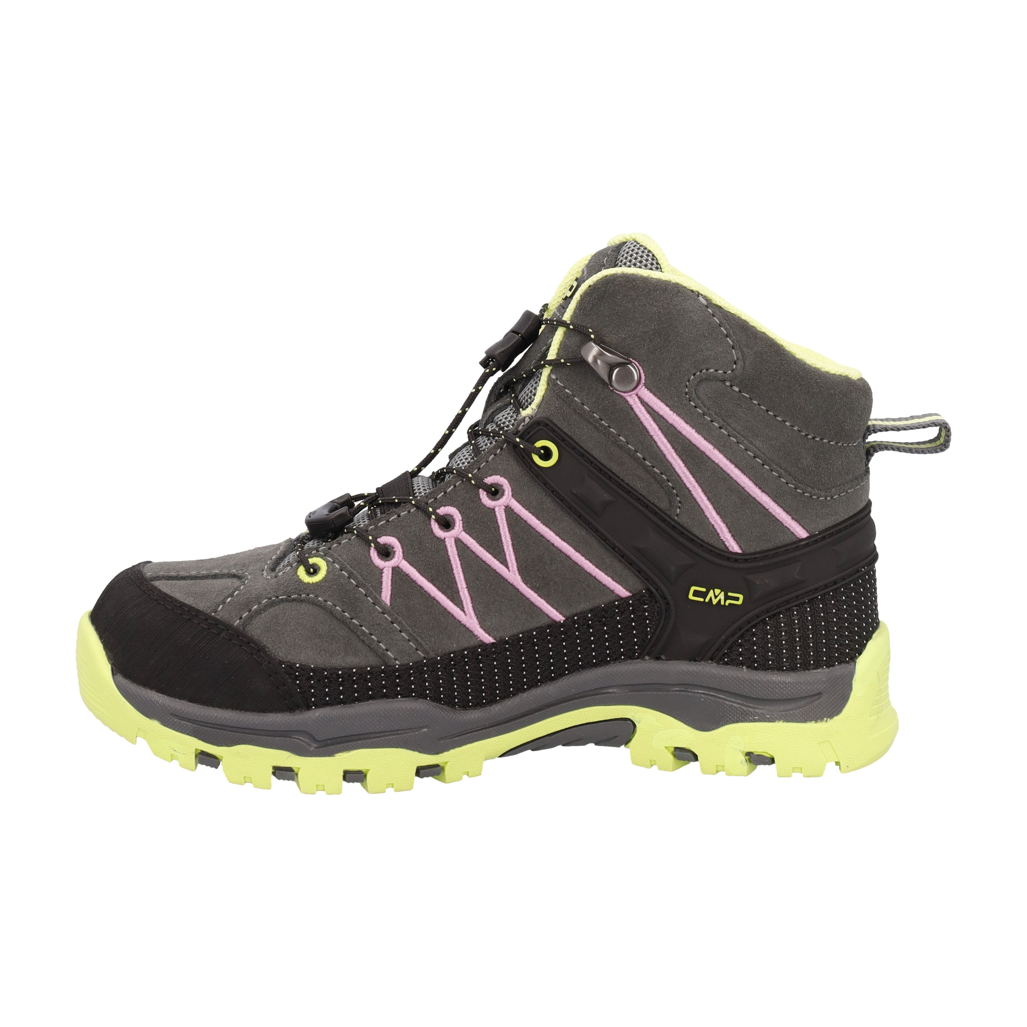 CMP Kids Rigel Trekking Waterproof Mid Trail Boots (Grey/Pink/Apple)(Sizes EU28-37)