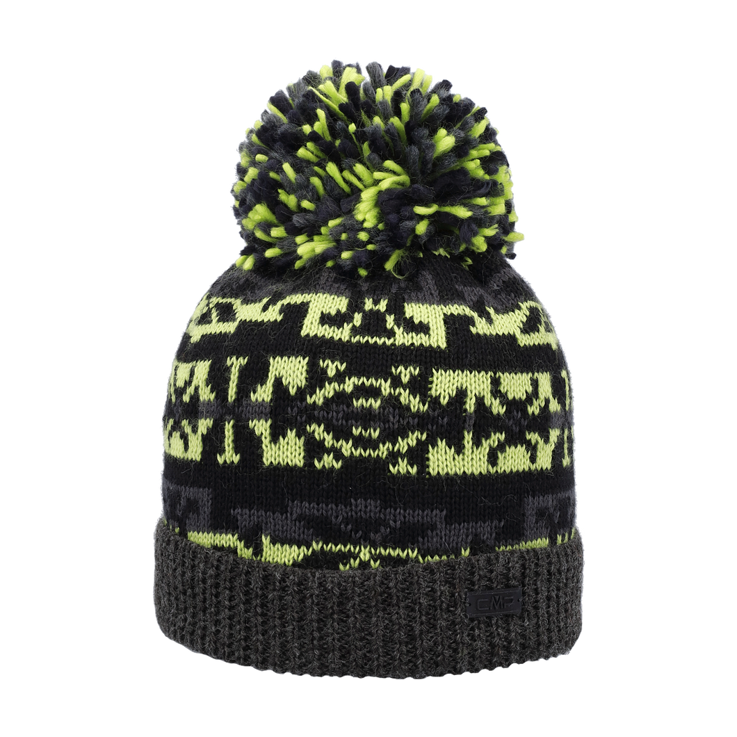 CMP Kids Bobble Knitted Fleece Lined Beanie Hat (Antracite/Acido/Titanio)