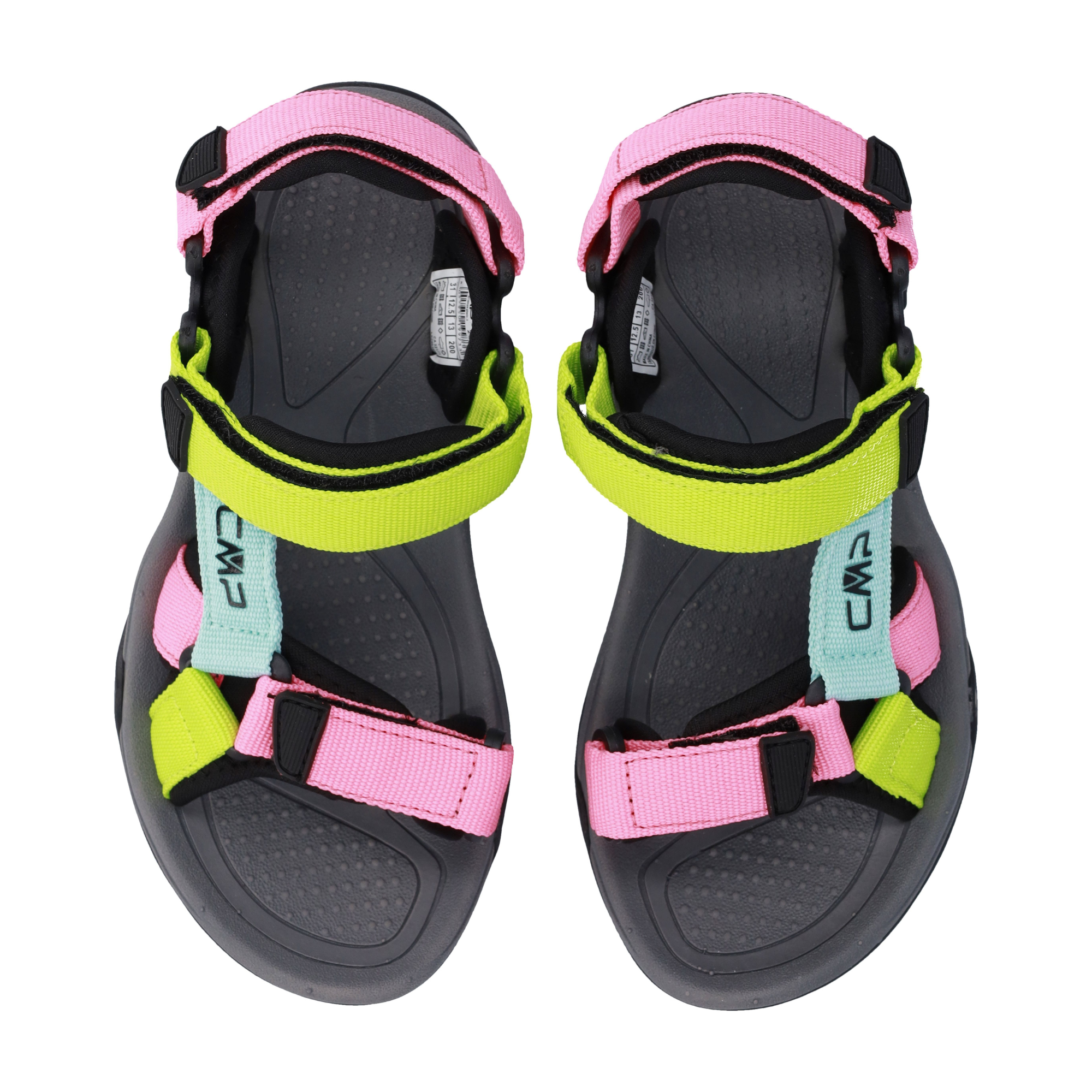 CMP Kids Hamal Vegan Friendly Hiking Sandals (Lagoon/Pink Fluo/Acido)(Sizes EU31-37)