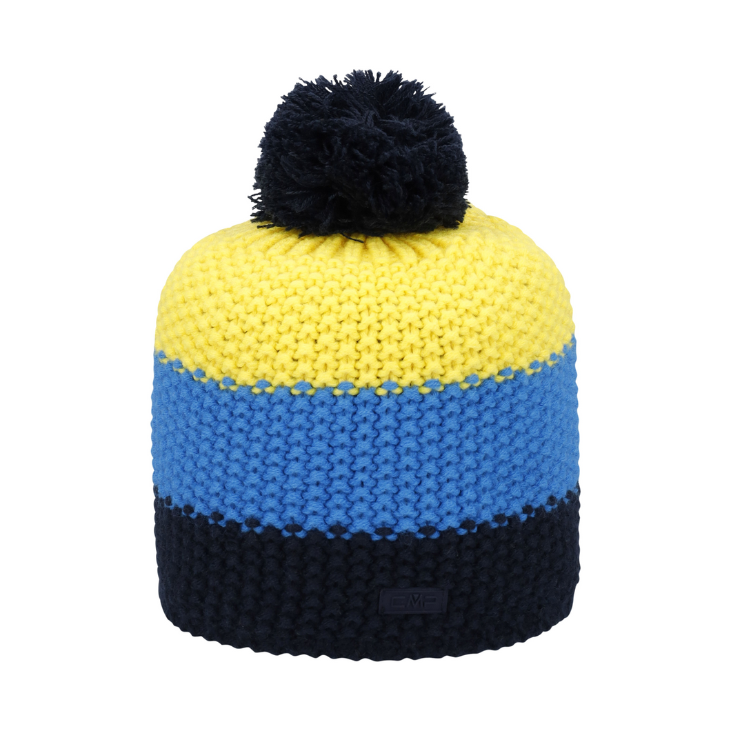 CMP Kids Knitted Bobble Beanie Hat (Black Blue)