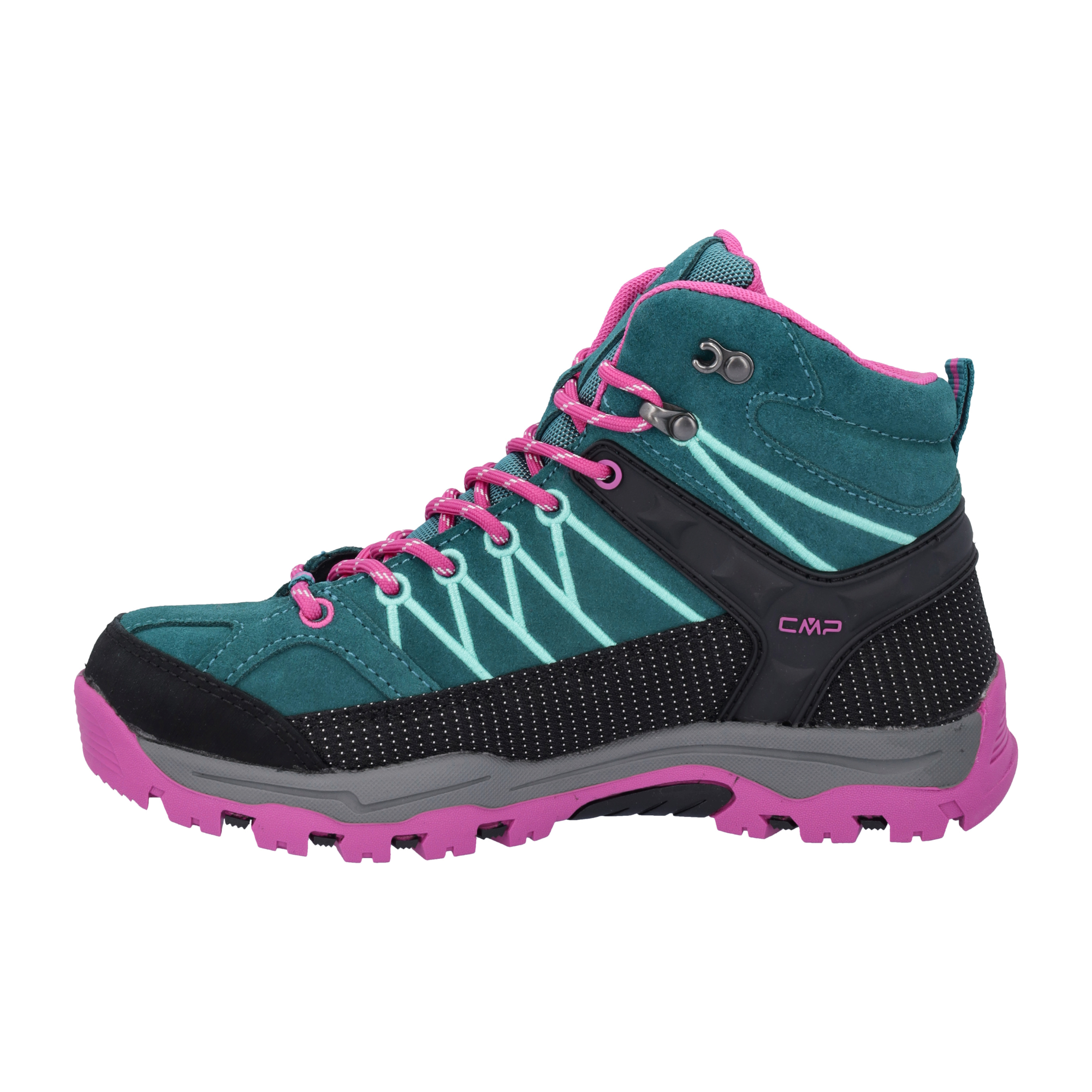 CMP Kids Rigel Trekking Waterproof Mid Trail Boots (Lake/Pink Fluo)(Sizes EU28-37)