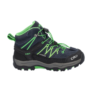 CMP Kids Rigel Waterproof Mid Trail Boots (Black Blue/Gecko)(Sizes EU28-41)