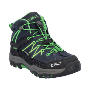 CMP Kids Rigel Waterproof Mid Trail Boots (Black Blue/Gecko)(Sizes EU28-41)