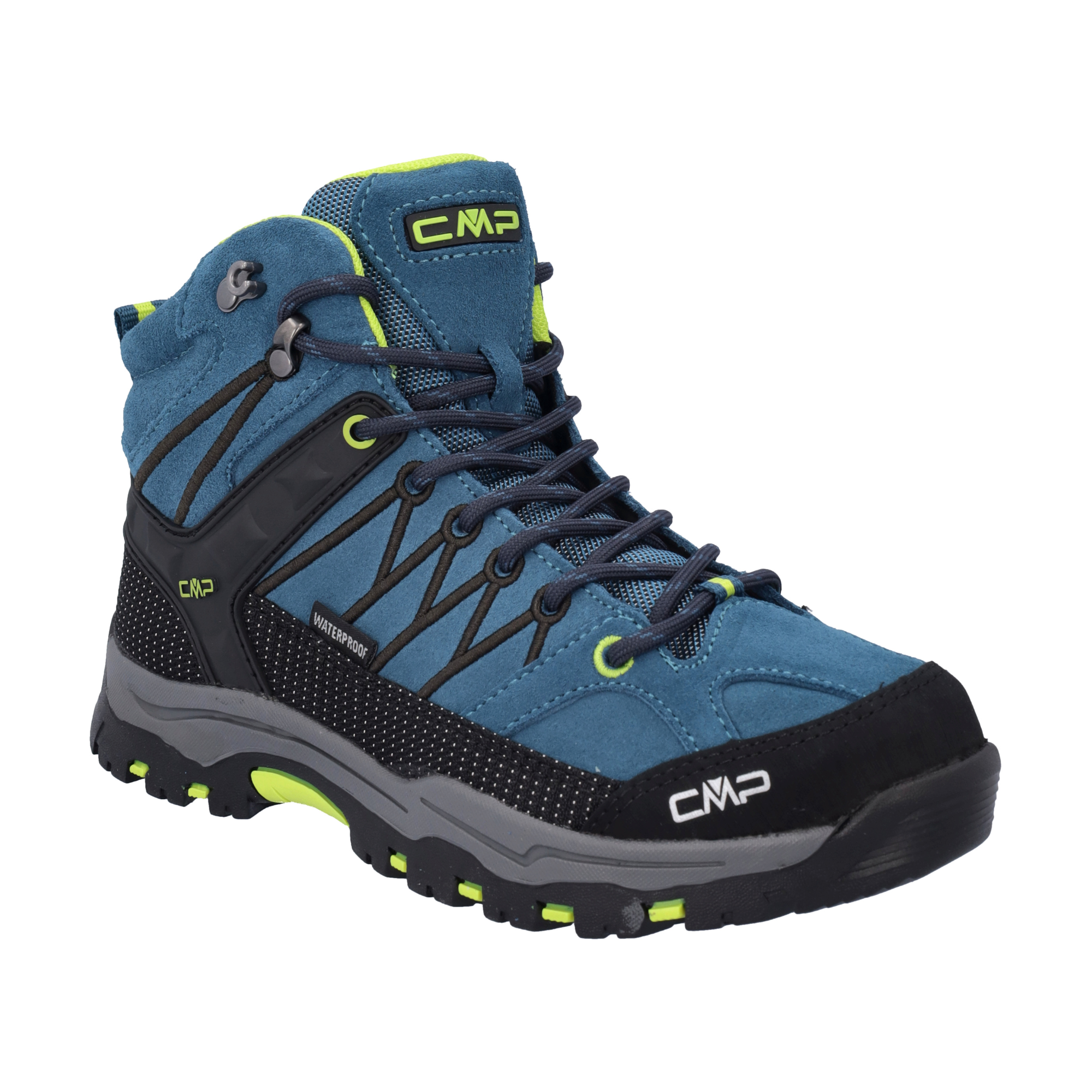 CMP Kids Rigel Waterproof Mid Trail Boots (Deep Lake/Acido)(Sizes EU28-37)