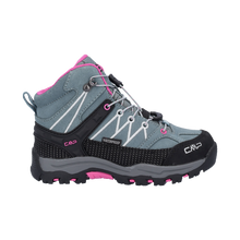 Load image into Gallery viewer, CMP Kids Rigel Waterproof Mid Trail Boots (Mineral Green-Purple Fluo)
