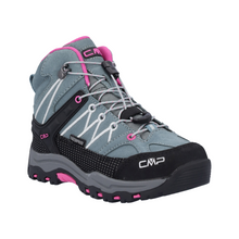 Load image into Gallery viewer, CMP Kids Rigel Waterproof Mid Trail Boots (Mineral Green-Purple Fluo)(Sizes EU28-41)
