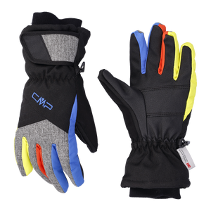 CMP Kids Softshell Insulated Ski Gloves (Nero/Royal Blue/Limeade)